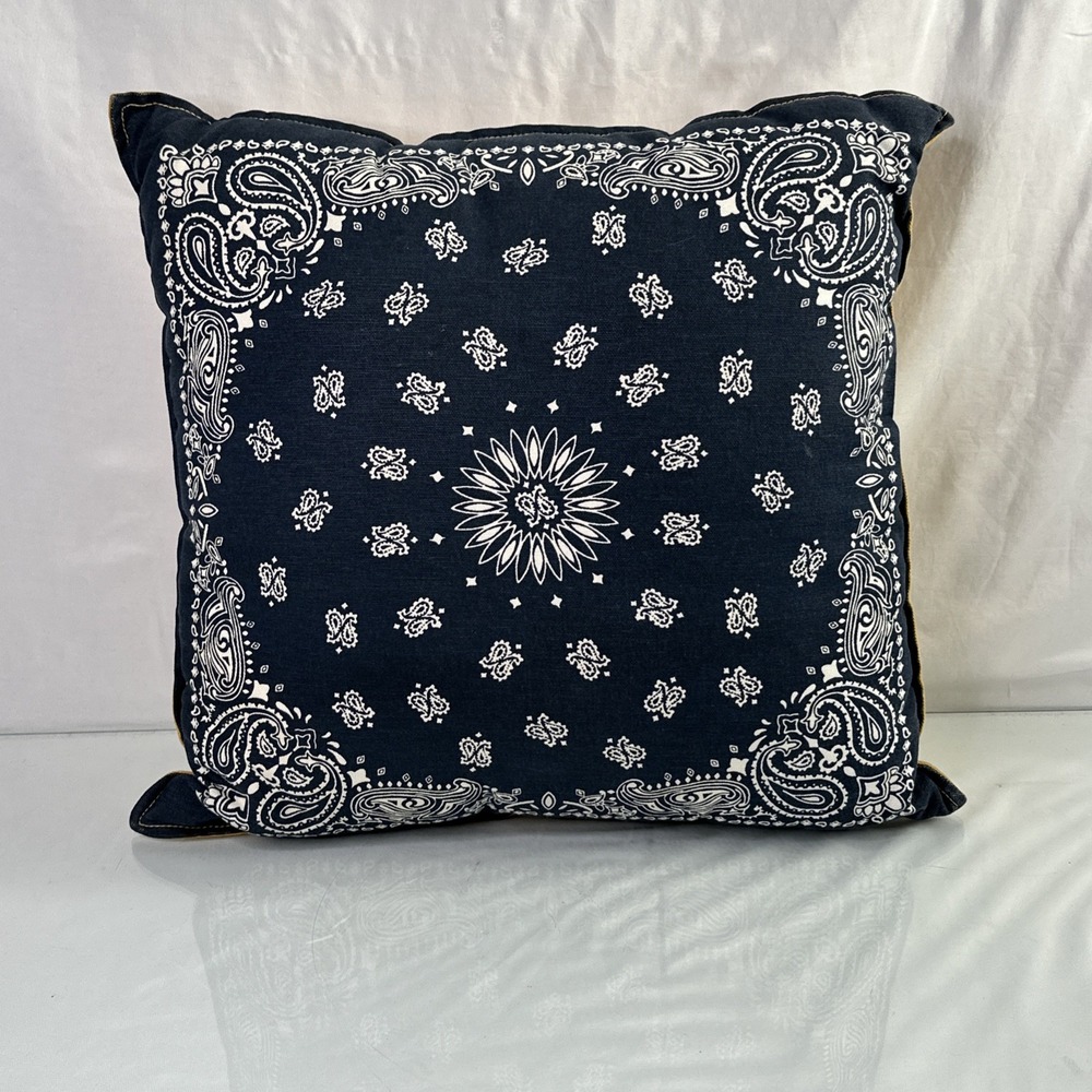 Tommy Hilfiger Throw Pillow- 16" x 16" Paisley Cotton Bandana
